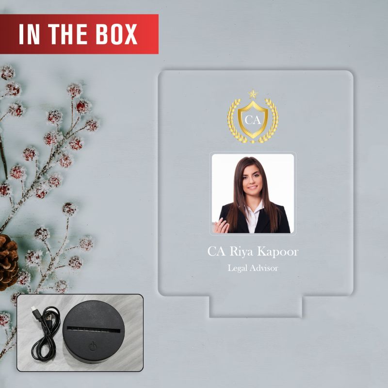 Personalized CA Chartered Accountant LED Table Lamp with Warm White Light & USB Powered Gift for CA Aspirants, Student Gift for Company CA Birthday Gift for CA (CA Gift for Women)